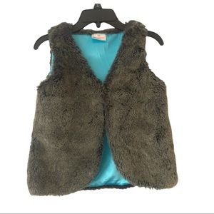 Hanna Andersson Girls Grey Faux Fur Vest 139cm/8